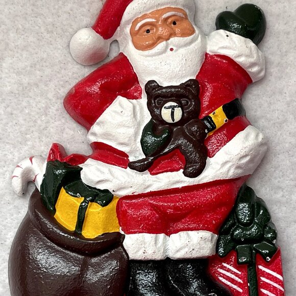 Lillian Vernon Cast Iron Christmas Santa Claus Stocking Holder Hanger Vtg 1990 - Picture 14 of 14